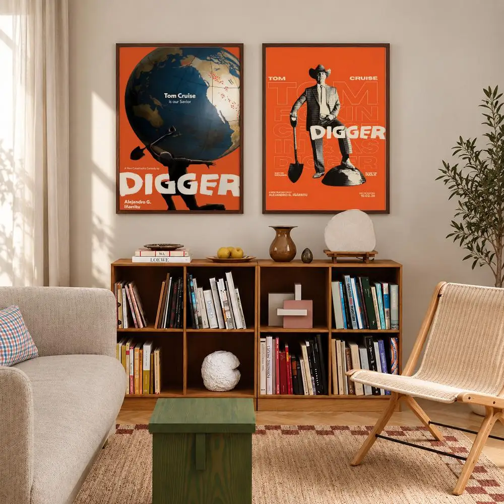 Satirical Dark Comedy Movie Digger Poster Self‑Adhesive Waterproof Poster Sticker Coffee House Bar Wall Art Home Decor