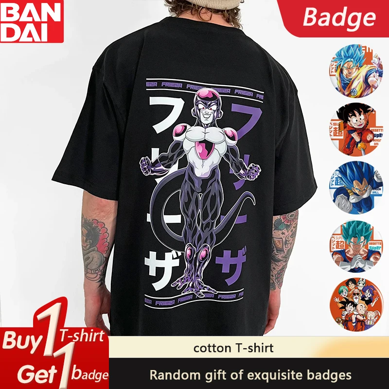 

Dragon Ball GOKU Frisa Anime Peripheral Short Sleeve Summer Fashion Loose Harajuku Men's and Women's Cotton T-Shirts ins