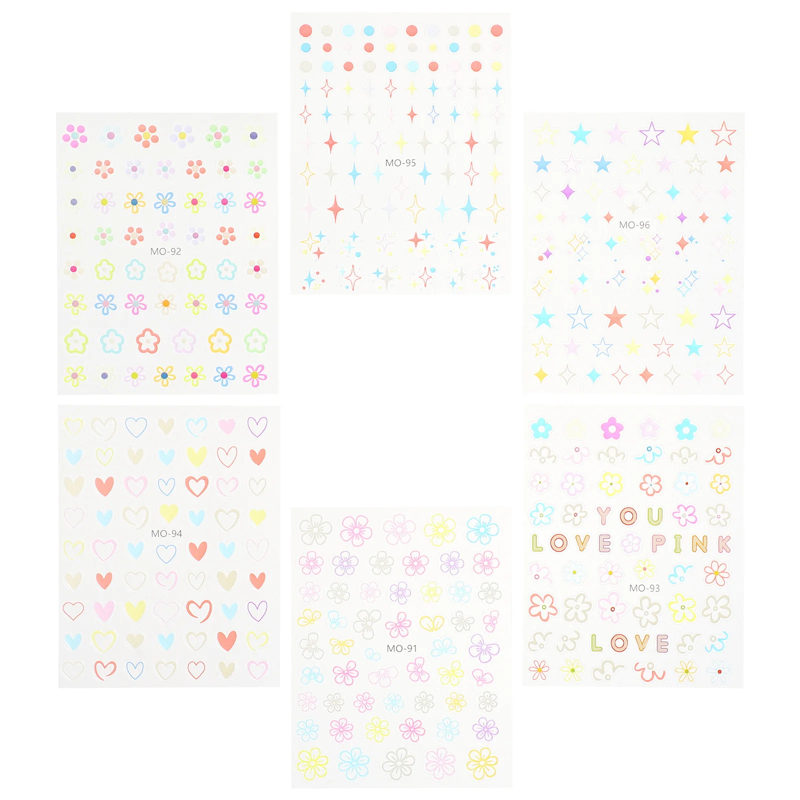 

6 Sheets 5d Embossed Flower Nail Stickers Nail Art Decoration for Women DIY Nails Birthday Party Travel Daily Use