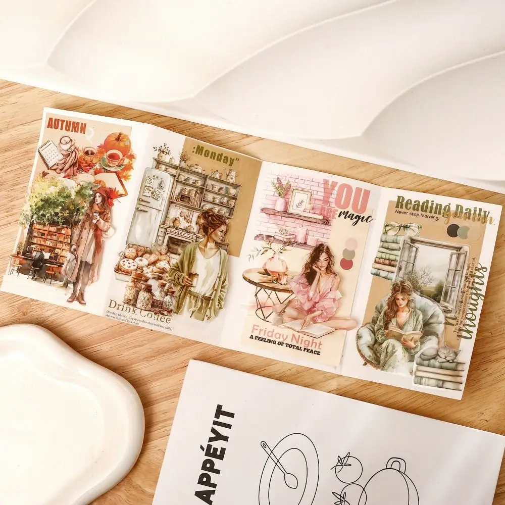 20 Sheets Girls Life Theme Stickers Have a Good Day DIY Collage Decorative Girls Handbook PET Waterproof Sticker Book