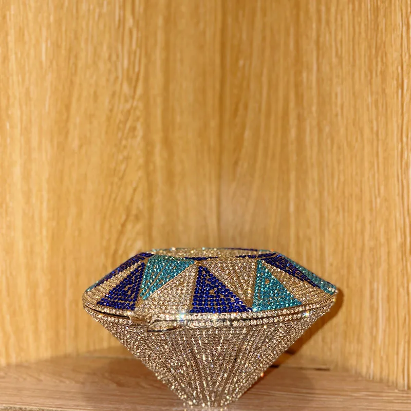 

Diamond Shape Women Crystal Evening Clutch Bags Wedding Purses Party Cocktail Bridal Handbags
