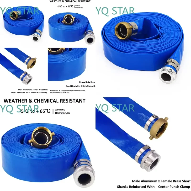 2 Inch 100 Ft Blue PVC Backwash Hose for Swimming Pools Heavy Duty Discharge Drain Hose Reinforced with Aluminum Pin Lug