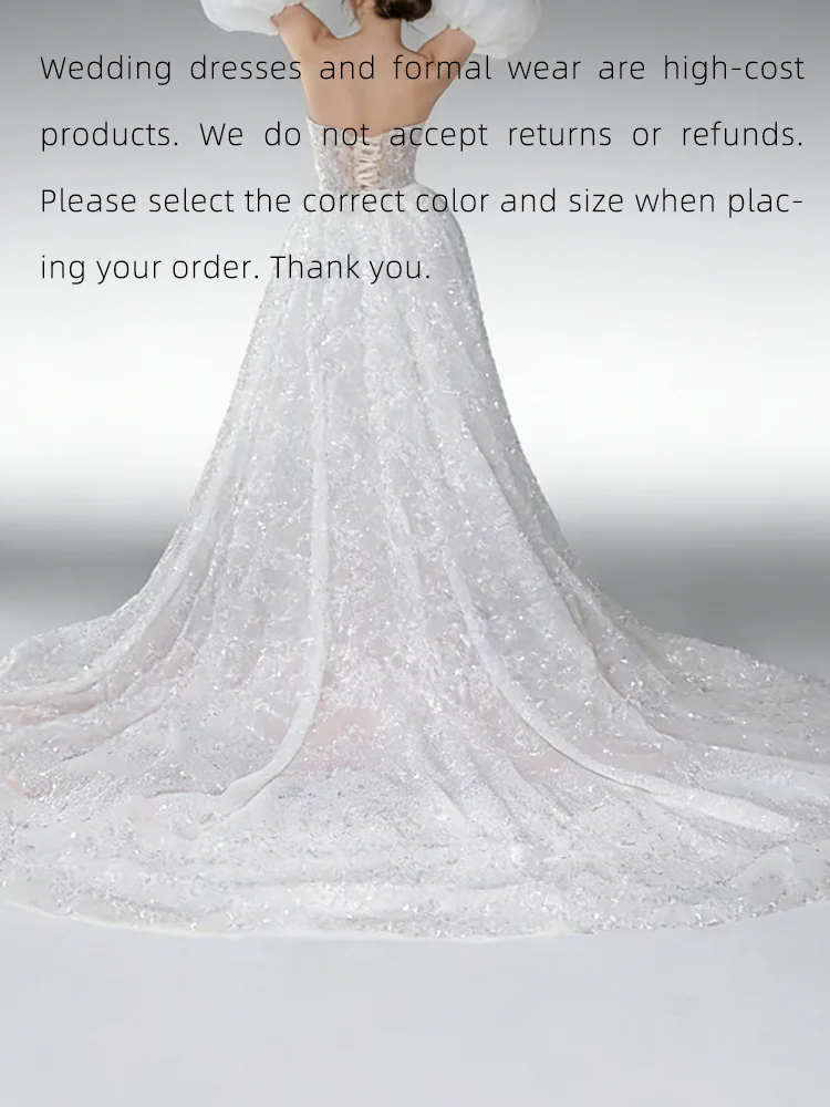 أنيقة الحبيب مطرزة الخرز نفخة الأكمام حورية البحر فساتين زفاف العروس أثواب الزفاف حسب الطلب