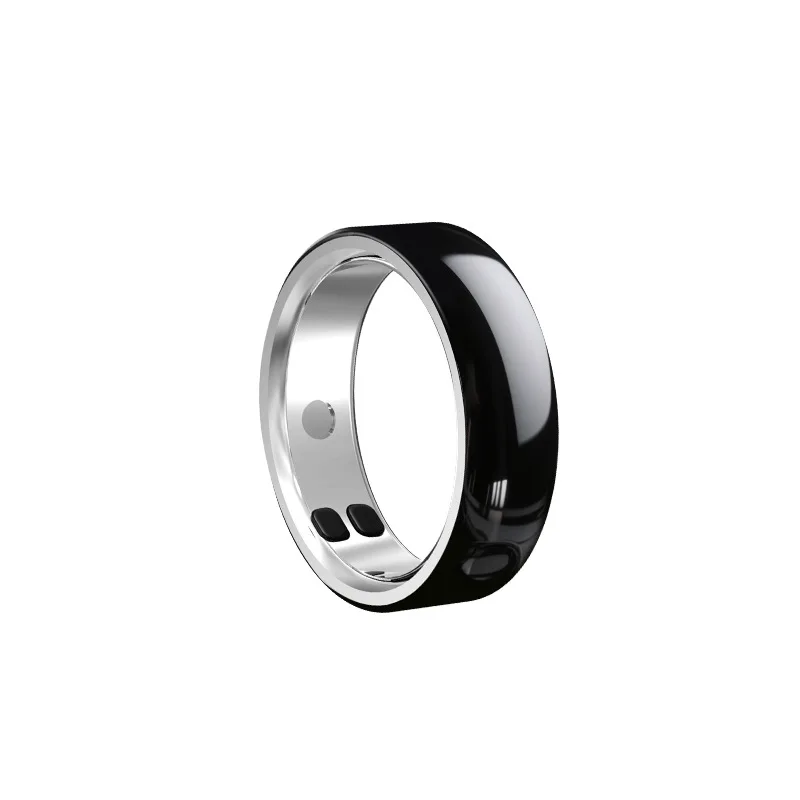 

Smart Rings Black Stainless Steel Smart Ring Health Tracker HRV Heart Rate Blood Monitoring IP68 Waterproof App Control