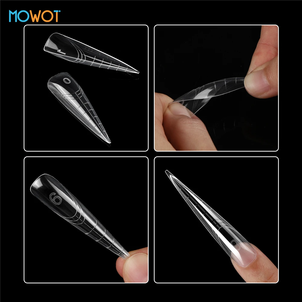 MOWOT 70 pz/140 pz Doppio Unghie Forme per Poly Nail Gel Copertura Completa Estensione Del Chiodo Costruzione Rapida Stampi Gel Acrilico Unghie Top forme