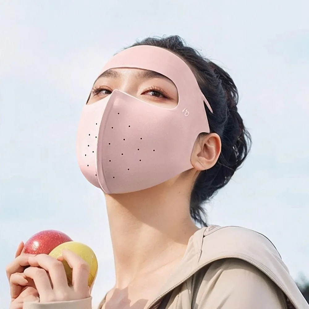 Adjustable Sunscreen Face Scarf Ice Silk Mask Face Mask Summer Face Cover Solid Color UV Protection Sunscreen Mask Cycling