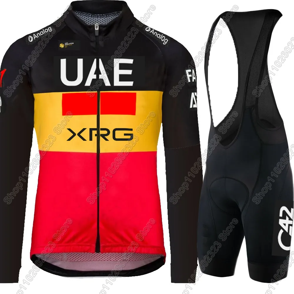 

Бельгия UAE Team Велосипедный трикотаж 2025 Комплект Мужская летняя короткая длинная одежда Рубашки для шоссейного велосипеда Костюм Велосипедные шорты-комбинезоны MTB Maillot