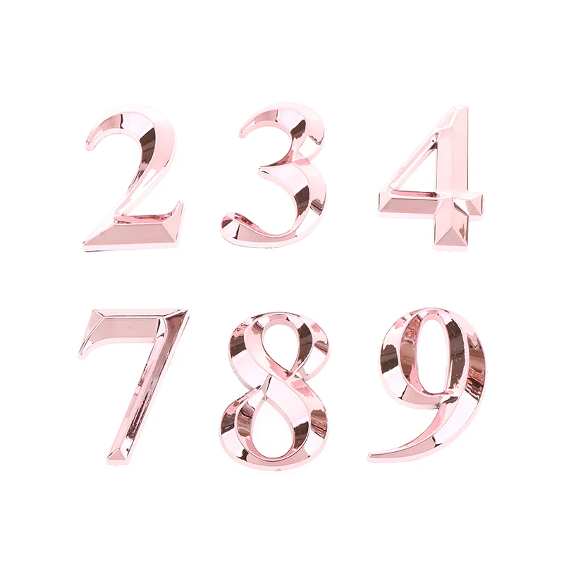 1pc 5cm Rose-red Home Sticker Address Door Resin Label Modern House Number Digital 0-9 Hotel Apartment Door Plate