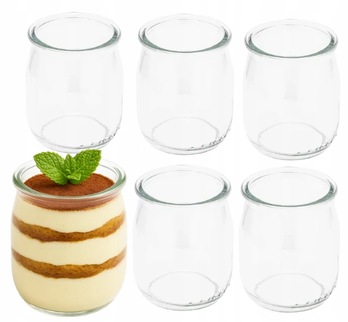 Set van 6 glazen, transparante potten 140 ml Voor desserts, tiramisu