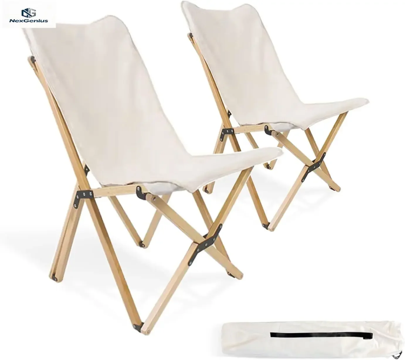 

2 Pack Folding Outdoor Camping Chairs Portable Butterfly Reclining Seat With Backpocket Carry Bag For Beach Picnic Patio