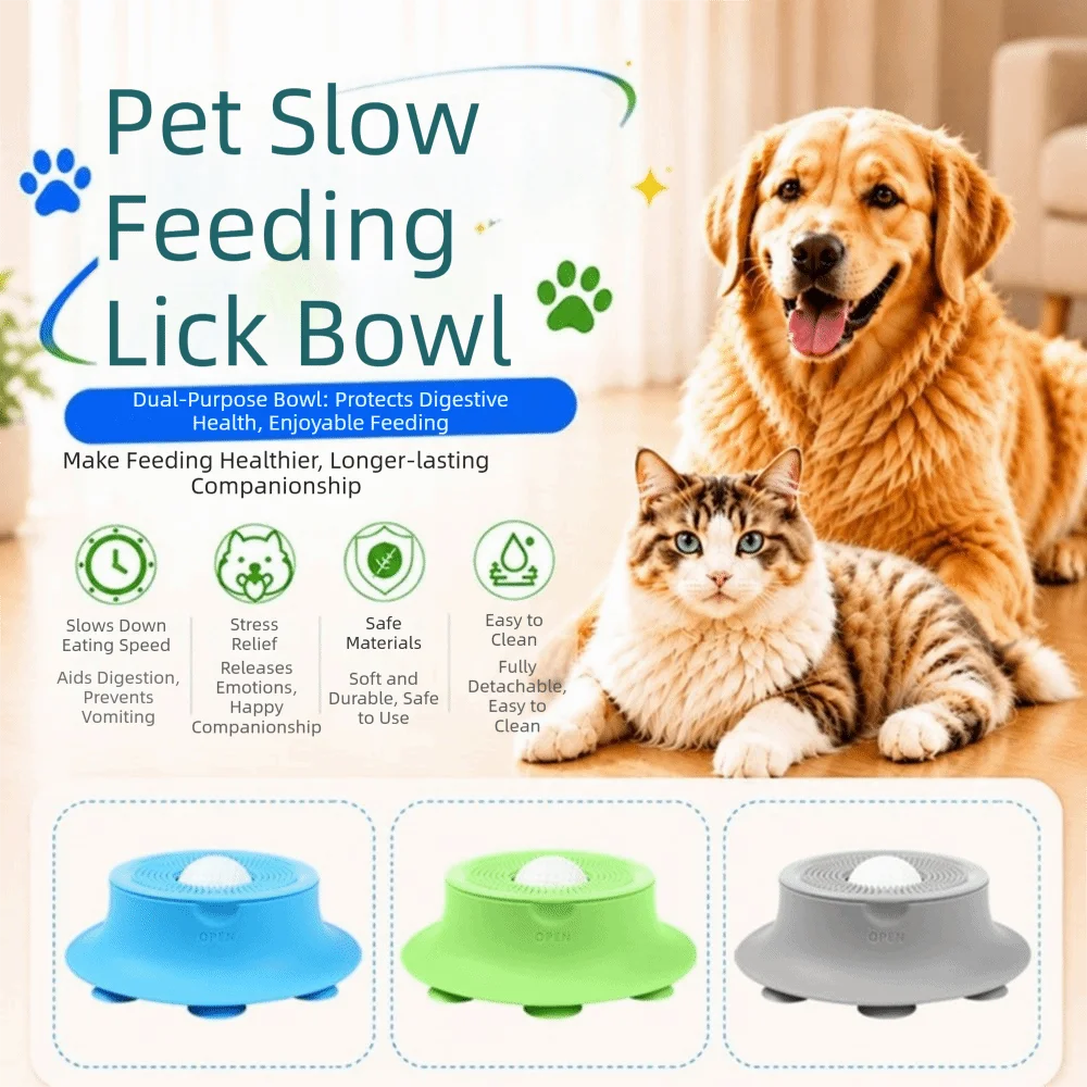 Lick Mat Silicone Dog Lick Pad Bowl Non-Slip Base Anti-Choking Dog Bowl Easy To Clean Suction Cup Licking Bowl Indoor Use