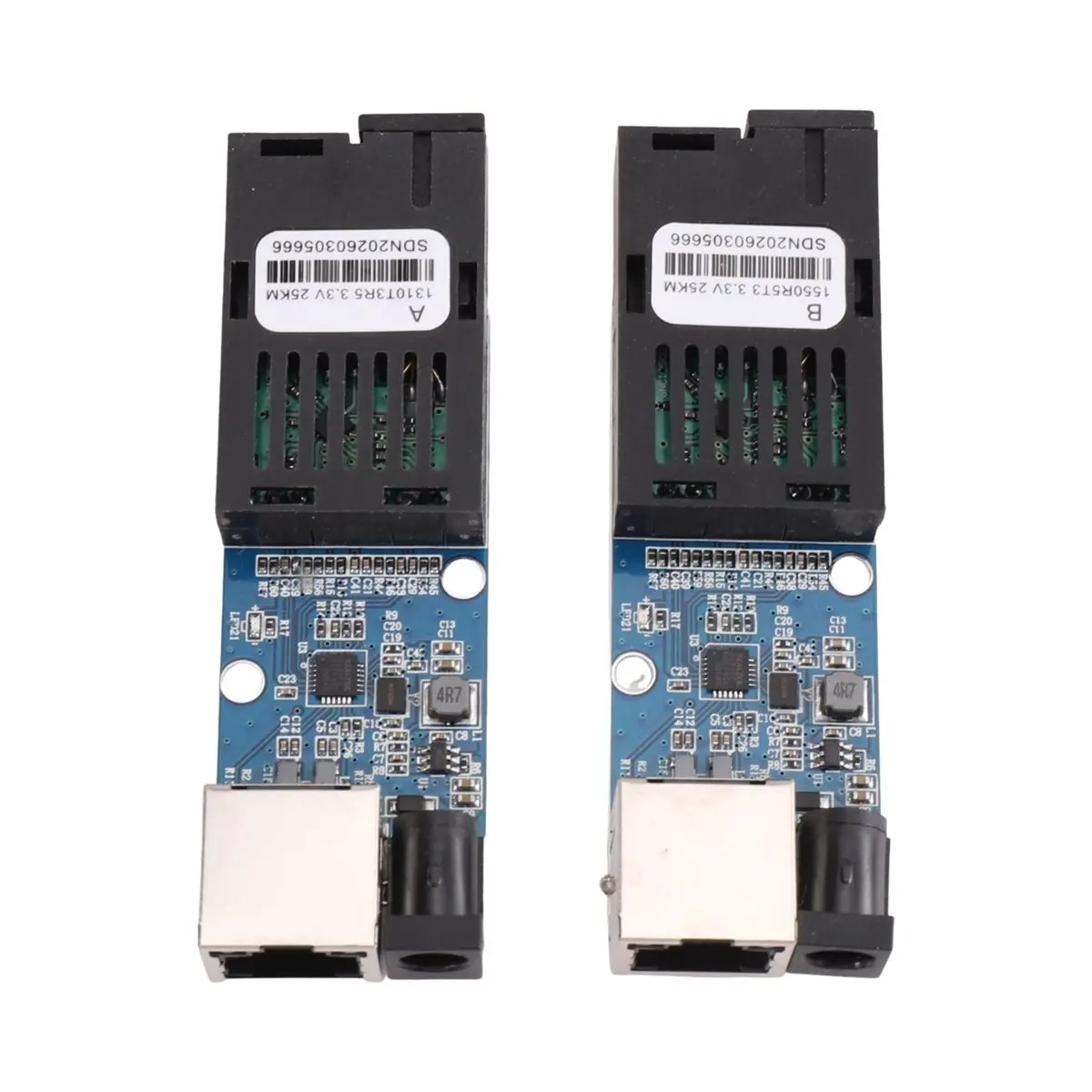 100Mbps 25KM Fiber Transceiver Module Kit TX RX Fiber Media Converter SC to RJ45 Ethernet Transceiver for CCTV & FTTH
