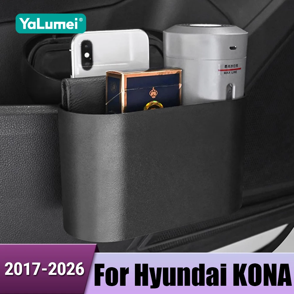 2Pcs Auto Müll Box Mülleimer Mit Deckel Zubehör Für Hyundai KONA 2017 2018 2019 2020 2021 2022 2023 2024 2025 2026 N Linie