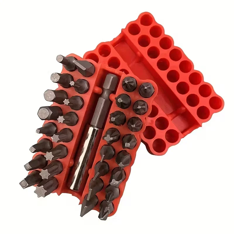 33pcs Magnetic Security Screwdriver Bit Torq Torx Hexagonal Star Spanner Electric Holder Bits Set 1/4