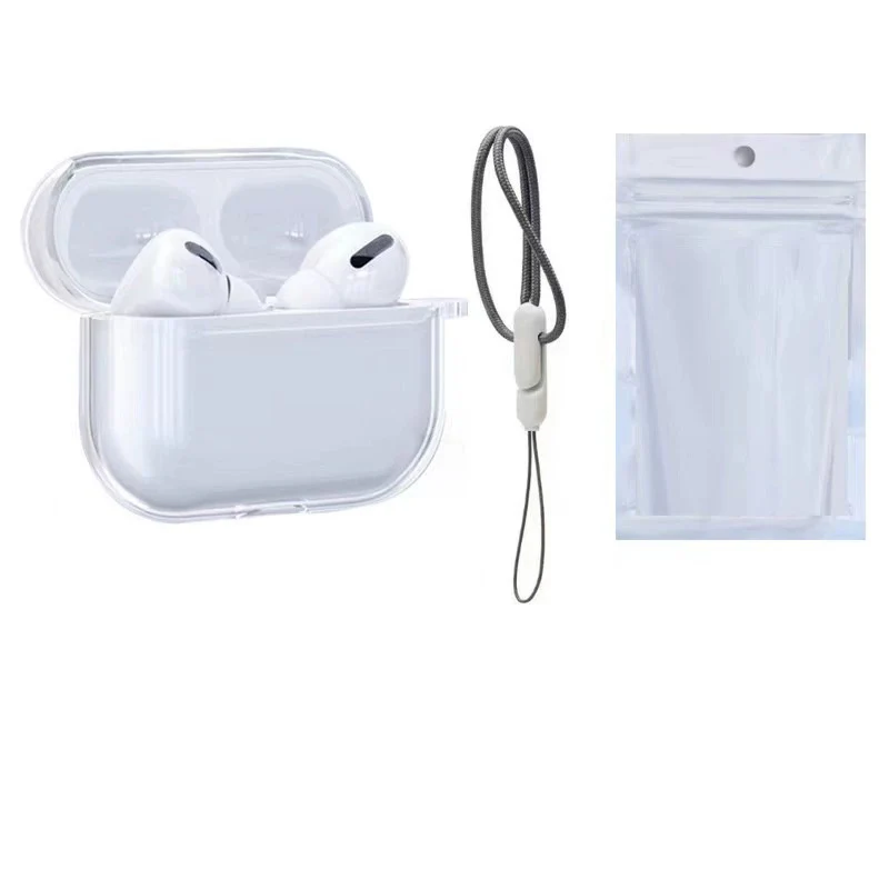 Clear Soft TPU Earphone Case with Lanyard Strap for Airpods Pro2 Case Cover 2nd Generation Air Pods 4 3 2 1 3rd Gen Accessories