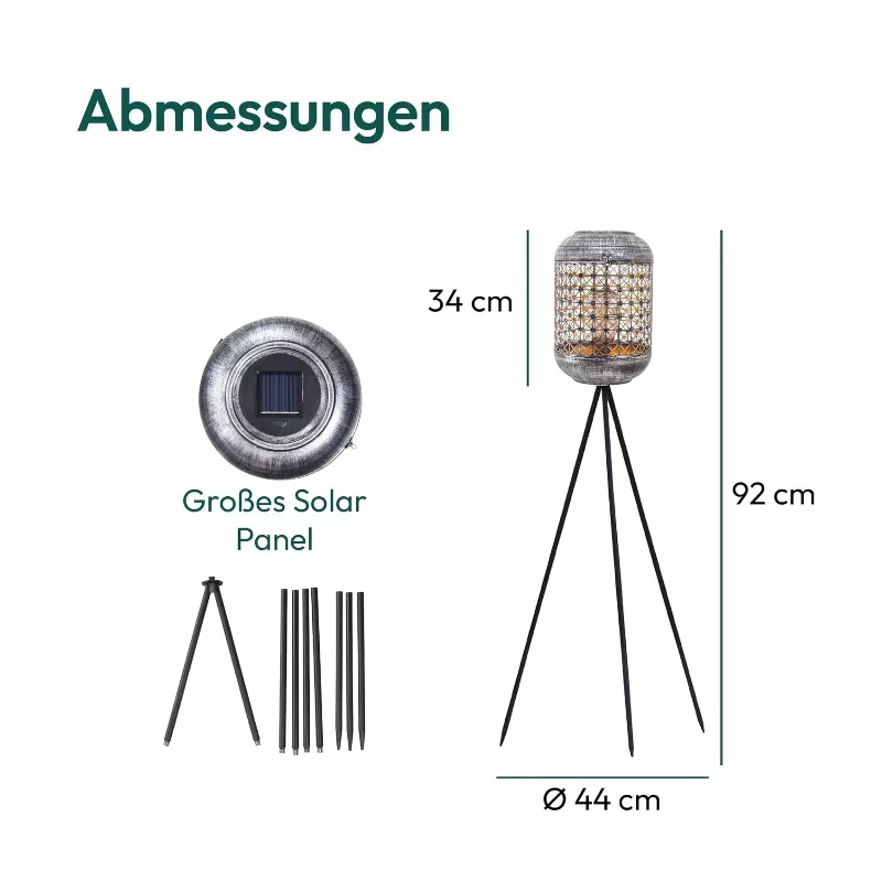 في الهواء الطلق مصباح أرضي معدني الشمسية مقاوم للماء الباعثة للضوء ديود مصباح أرضي شرفة ترايبود الإضاءة المستدامة حديقة الديكور