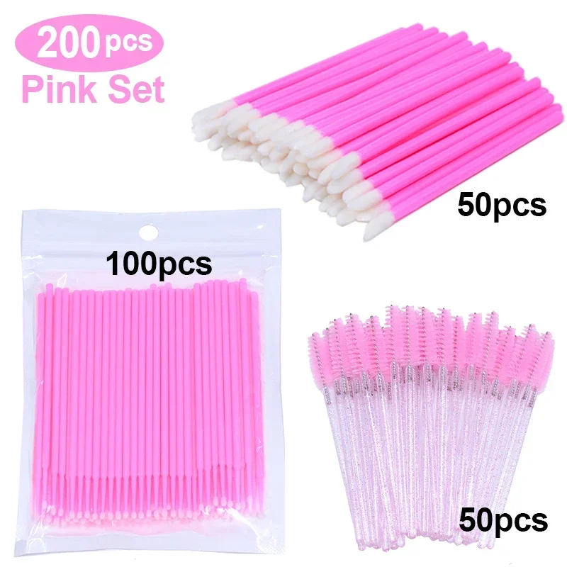 Brosse à cils jetable, 200 pièces, baguettes de Mascara, ensemble d'outils, rouge à lèvres, brillant à lèvres, applicateurs de maquillage