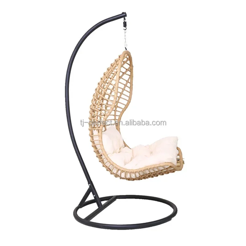 Garden Sets Outdoor Furniture Moon Shape Yellow Rattan Waved Hammock Swing Hanging Chair Patio