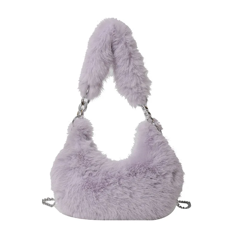 Borsa Tote in tinta unita in pelliccia sintetica 2023 inverno nuova borsa a tracolla a tracolla ad alta capacità da donna in peluche morbida