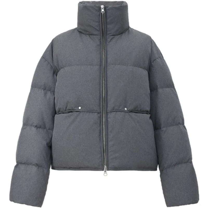 SENTUBILA Women's Down Jacket 2025 Winter Stand Collar Short Down Coats Double-Zipper Pockets Outerwear Female Clothes W54YC2653