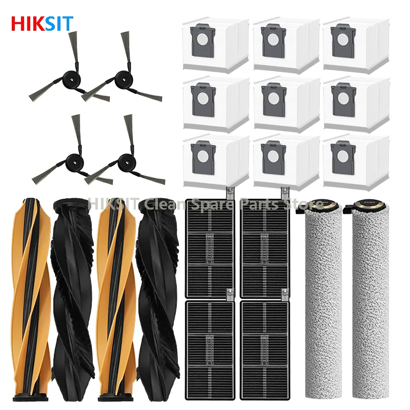 Pour (Roller Dreame Aqua10 / Aqua 10 Ultra Roller complet / RLH31CE / RLH71DE) filtre de brosse latérale principale sac en tissu pour tampon de vadrouille Hepa