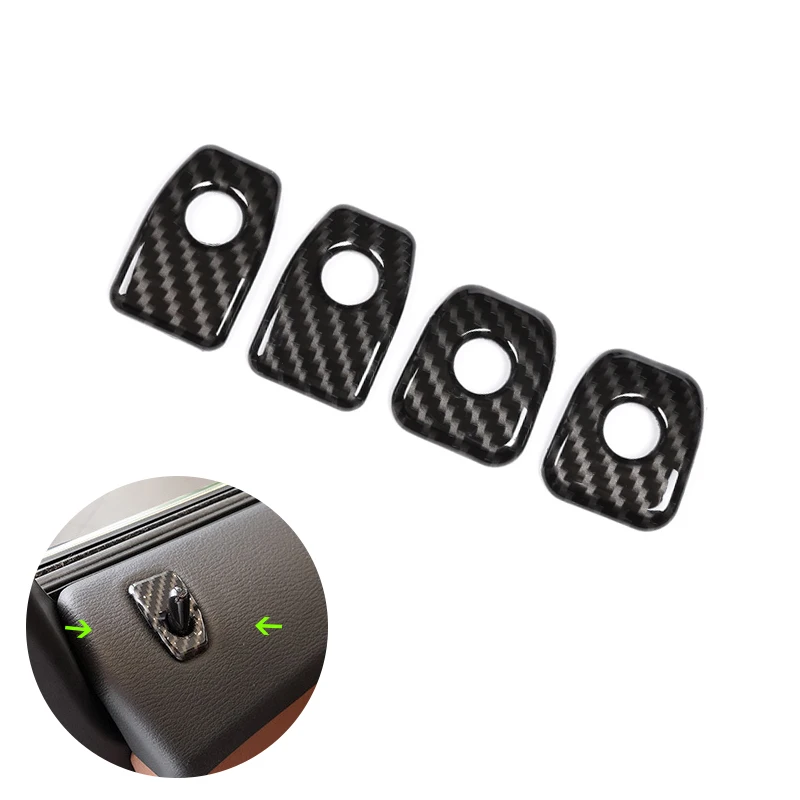 For BMW X5 X6 F15 F16 4pcs Car Interior Door Lock Knob Pin Button Cover Carbon Fiber Texture Protective Trim Sticker