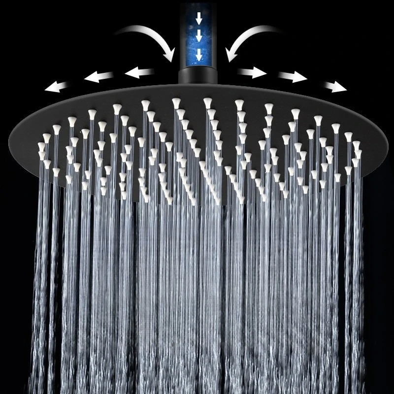 

Waterfall Shower Heads Stainless Steel High Pressure High Flow Rain Square Round Black Bathroom Showerhead Ultra-Thin