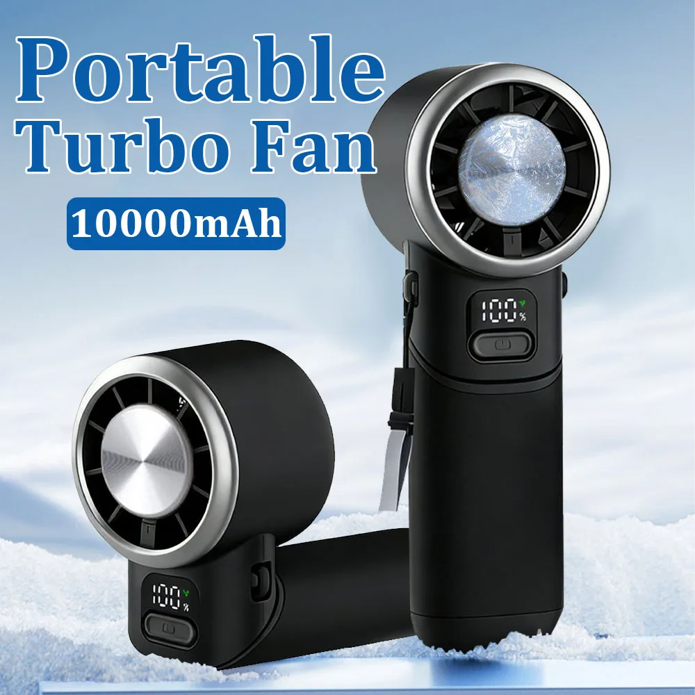 

Portable Mini Handheld Turbo Fan with LED Display, 5 Speed Powerful Turbo Foldable Pocket Fans with Aroma Diffuser for Travel