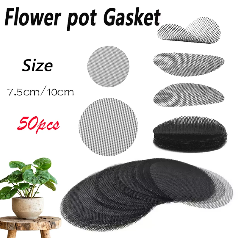 

50/100Pcs Round Flower Pot Drain Covers Reusable Mesh Mats to Prevent Soil Erosion,Durabl Gardening Essentials for Plant Pots