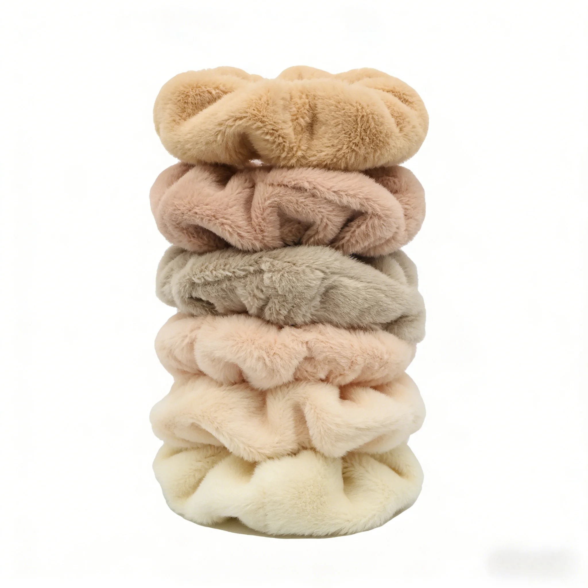 6/1pc Hair Scrunchies Furry Elastic Band Women Girl Ponytail Holder Rubber Ties Accessories Plush Faux Fur Soft Chiffon Headband