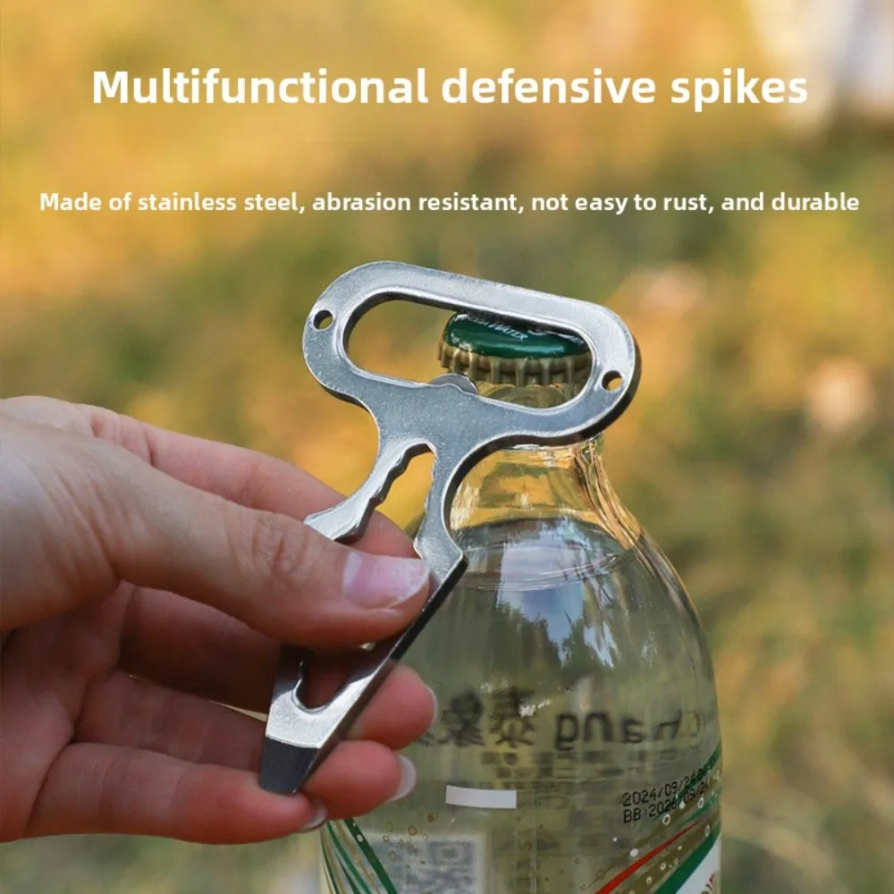 EDC Stainless Steel Practical Durable Self-Defense Spike - Portable Multi-Functional Tool with Wrench for Outdoor Camping Gear