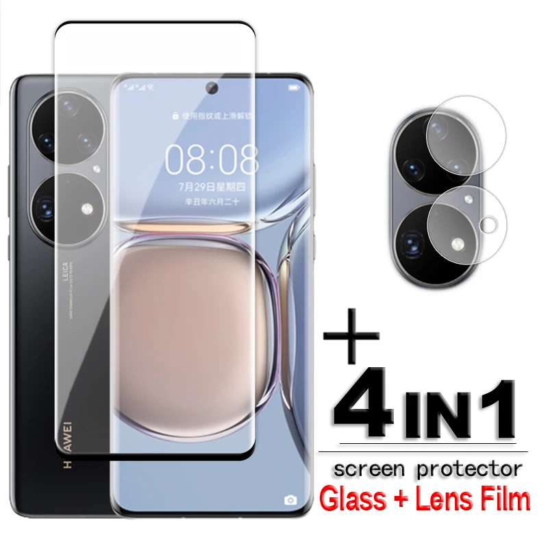 For Huawei P50 Pro Glass 3D Full Cover Curved Screen Protector Huawei P50 ProTempered Glass HD Lens Film For Huawei P50 P40 Pro