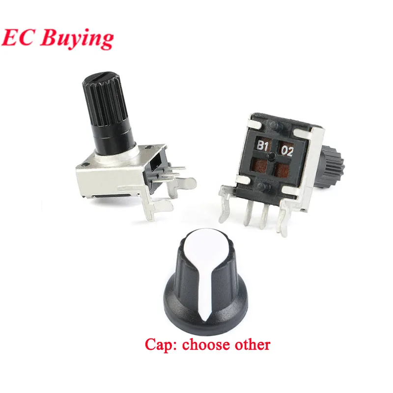 10Pcs/lot RV09 Vertical Adjustable Resistor 3Pin Seal Potentiometer RV0931 1K 5K 10K 20K 50K 100K Ohm WH09 0931 Knob Cap B504