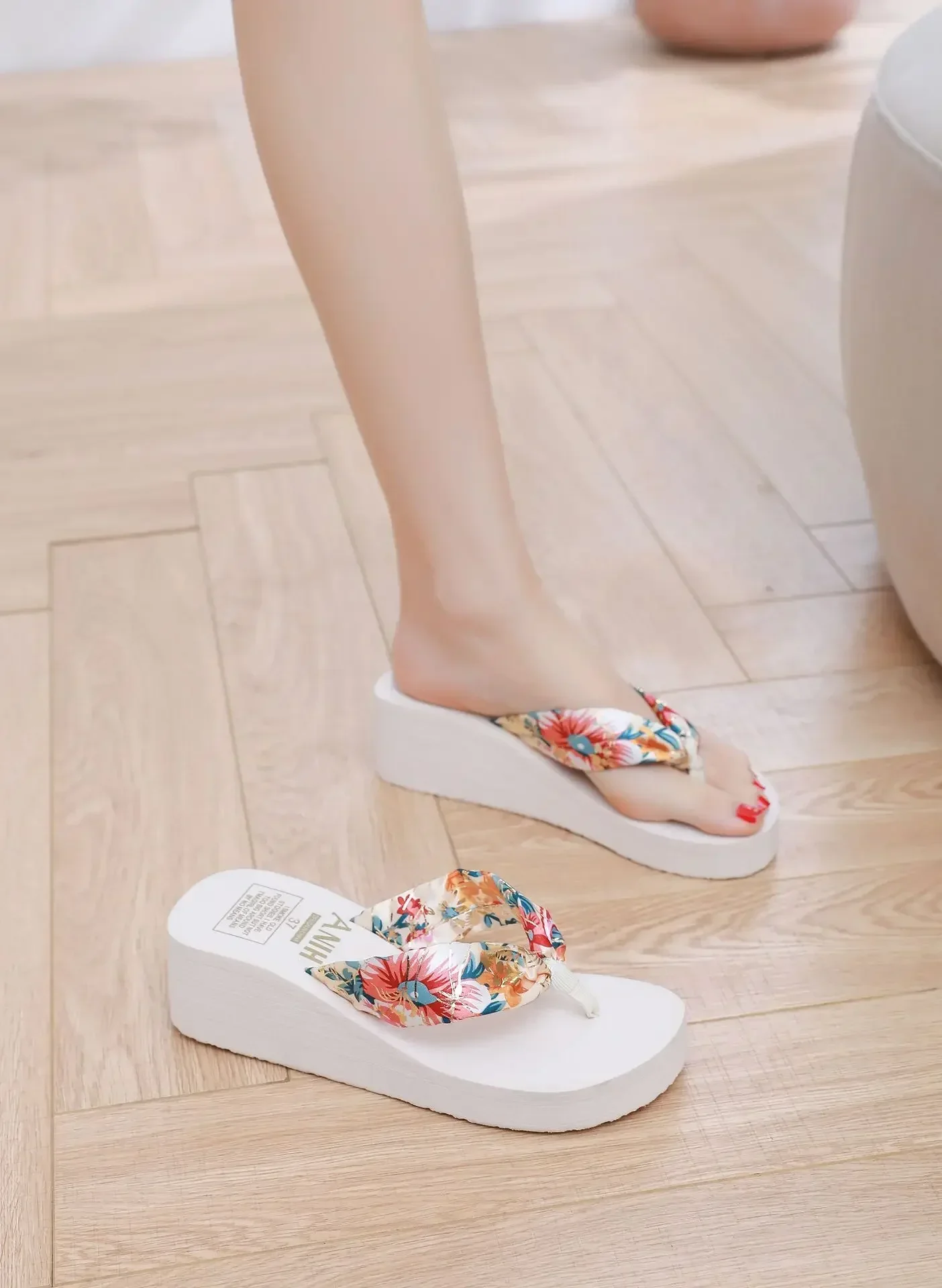 Damen Flip-Flops Sommer Strand Plateau-Slipper Lässige Outdoor-Keilsandalen Sommer Damenschuhe – Detail 14