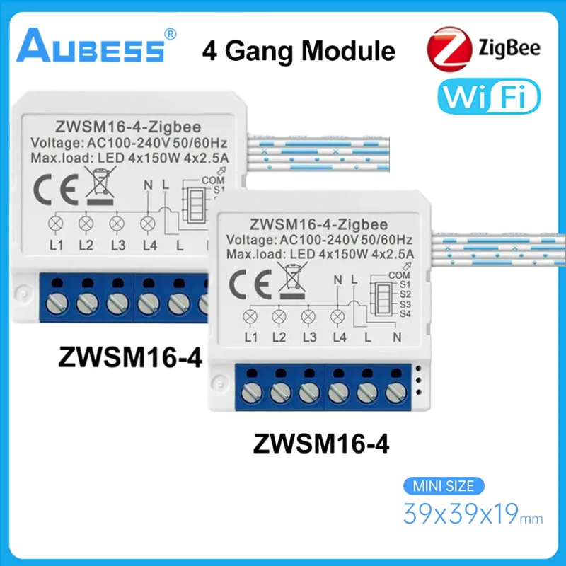 

Умный модуль переключателя Tuya Wi-Fi Zigbee, без нейтрального провода, двухстороннее управление, мини-выключатель «сделай сам», работает с Alexa Google Home Alice