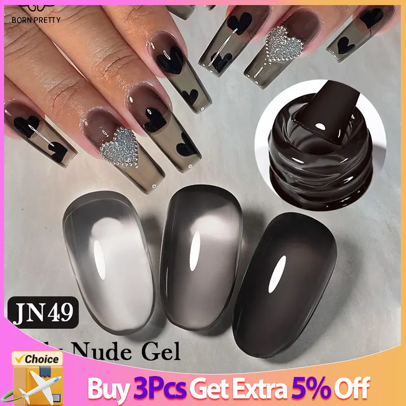 

BORN PRETTY Black Jelly Nude Gel Nail Polish 10ml 74 Colors Translucent Clear Vernis Semi Permanent For Nail Art DIY At Home