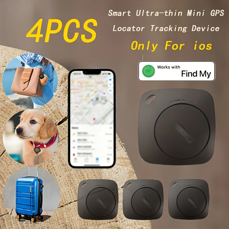 4PCS Smart GPS Tracker Work with Apple Find My APP ITag Anti Lost Reminder Device MFI Rated Locator Car Key Pet Kids Finder