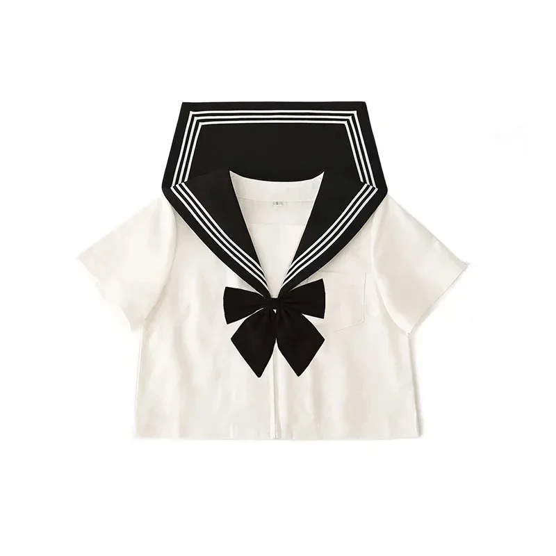 Japanischen Stil Kleidung Anime COS Kostüme Frauen Grundlegende JK Schwarz Kragen Weiße Linien Schuluniform Mädchen Sailor Anzüge Falten Rock