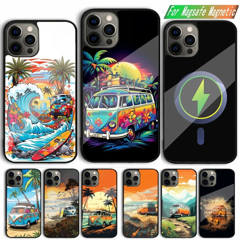 

Combi Van Surf Phone Case For iPhone 15,14,13,12,11,Plus,Pro,Max Mini Magsafe Magnetic Wireless Charging