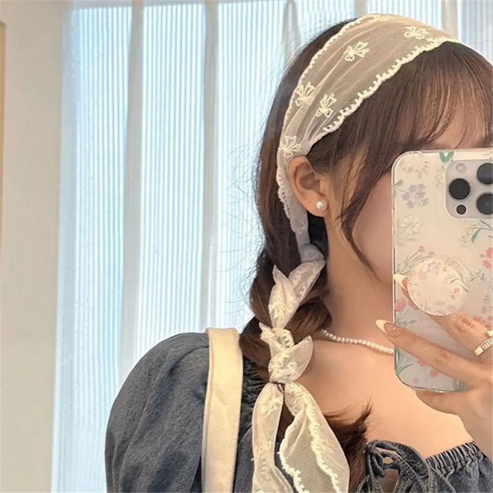 

Fashion Multi-Functional Lace Scarf Pastoral Forest Style Fairy Hair Tie Spring-Summer Bandana Scarves for Women Girls