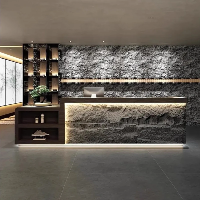 

Welcome Modern Reception Desks Light Luxury Display Counter High-end Reception Desks Commericial Service Schreibtisch Furniture