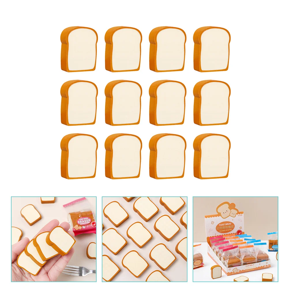 

Miniture Decoration Kids Puzzle Toast Eraser Erasers for Cartoon Pencil Portable School Child