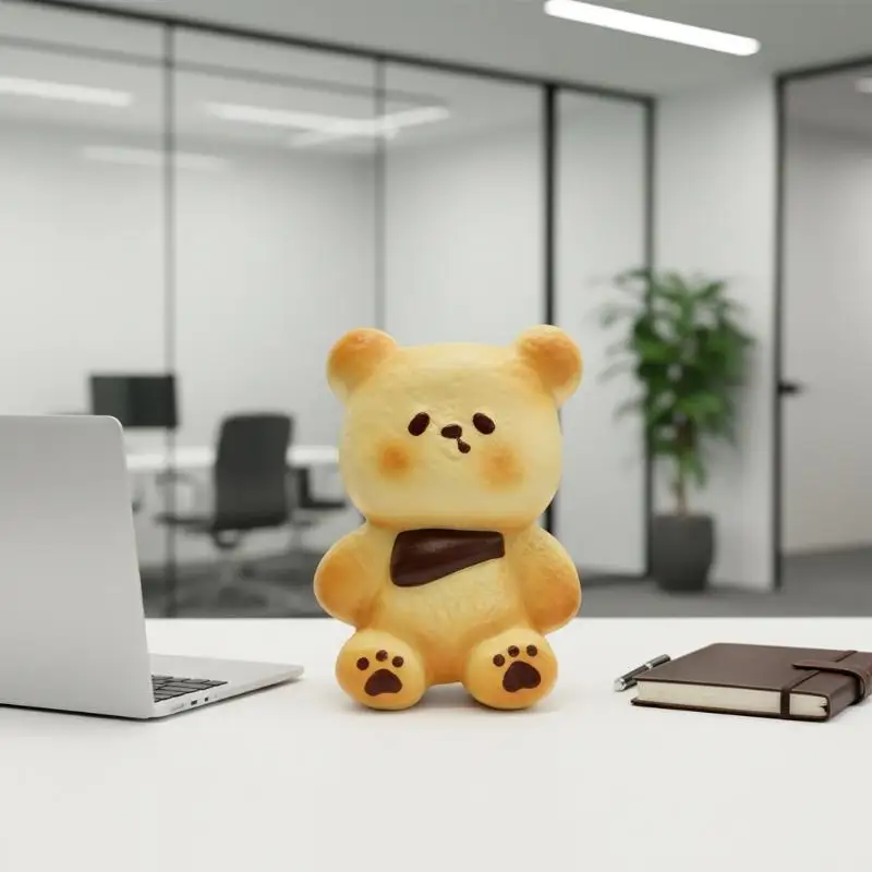 Cute Bear Bread  Soft Slow Rising Realistic Baked Look Stress Relief Toy for Teens Party Bag Fillers