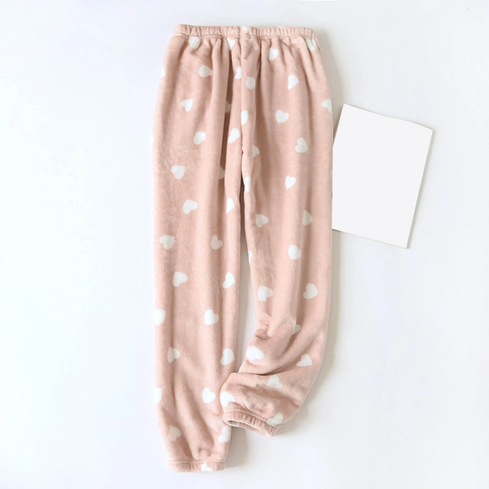 Homewear Soft Comfortable Flannel Pajamas Pants Autumn Winter New Pink Heart Print Girls Sleepwear Thickened Thermal Pants