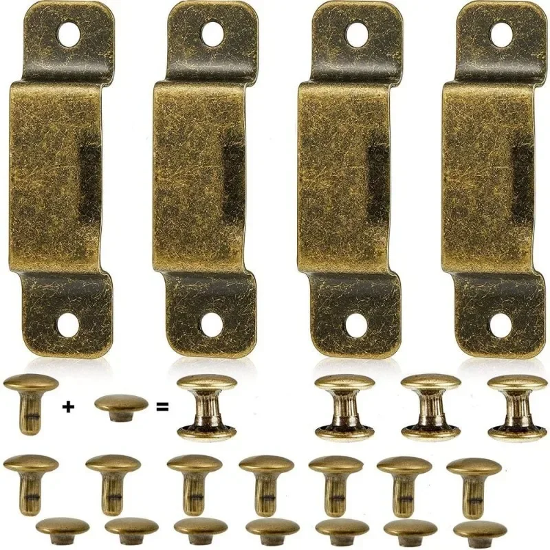 8 Set Bronze Belt Metal Holder Clips Hook Fitting Screws Tape Measure Clip Rivet Tool DIY Hanging Supplies