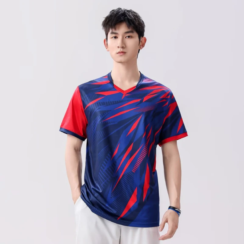 

2025 мужской костюм для бадминтона, весенний быстросохнущий мужской волейбольный теннис, соревнования по настольному теннису, тренировочная спортивная командная форма с принтом