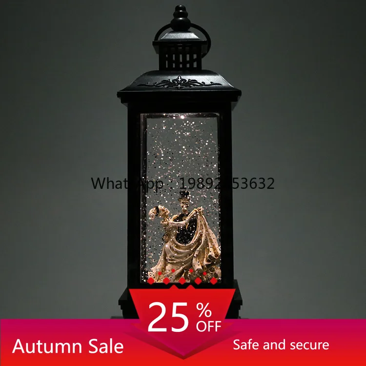 

LYY Halloween Glowing Decorative Square Wind Lamp Candle Holder Skull Couple Night Light Halloween Ornament