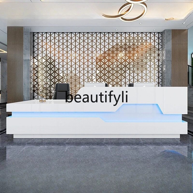 

Company Front Desk Reception Simple Modern Technology Office Desk Welcome Service Lacquered Bar Counter Cashier Desk