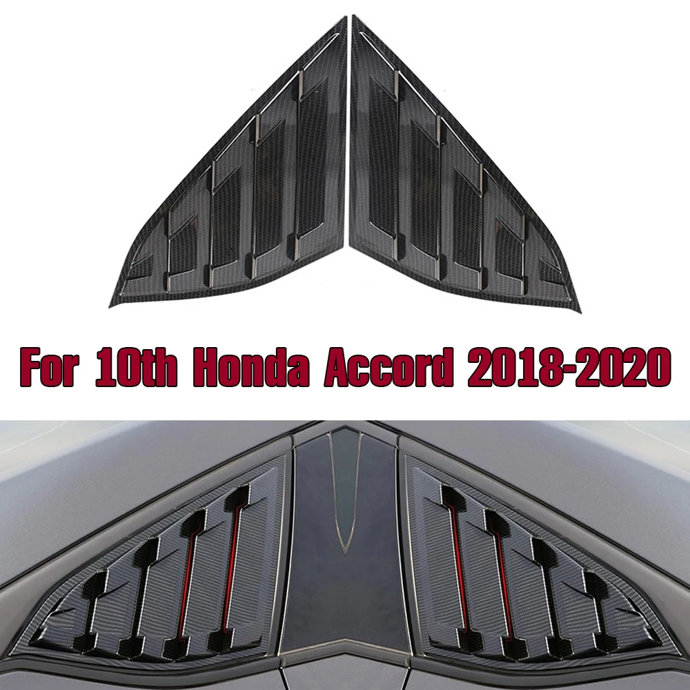 2pcs 1/4 Quarter Rear Side Window Louvers Spoiler Panel Cover ABS Car Accessories Set Fits for Honda Accord 2018 2019 2020 2021