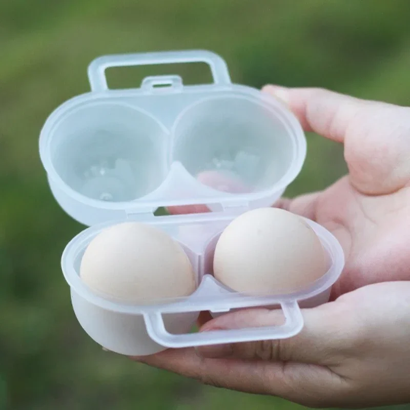 Caja de huevos portátil para exteriores con dos compartimentos, soporte transparente para huevos resistente a caídas a prueba de golpes, caja para huevos para Picnic y Camping